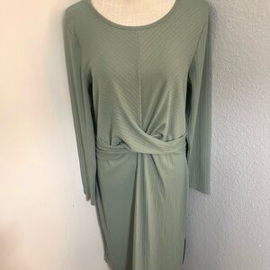 Nine West Sage Green Twist Front Midi Dress
